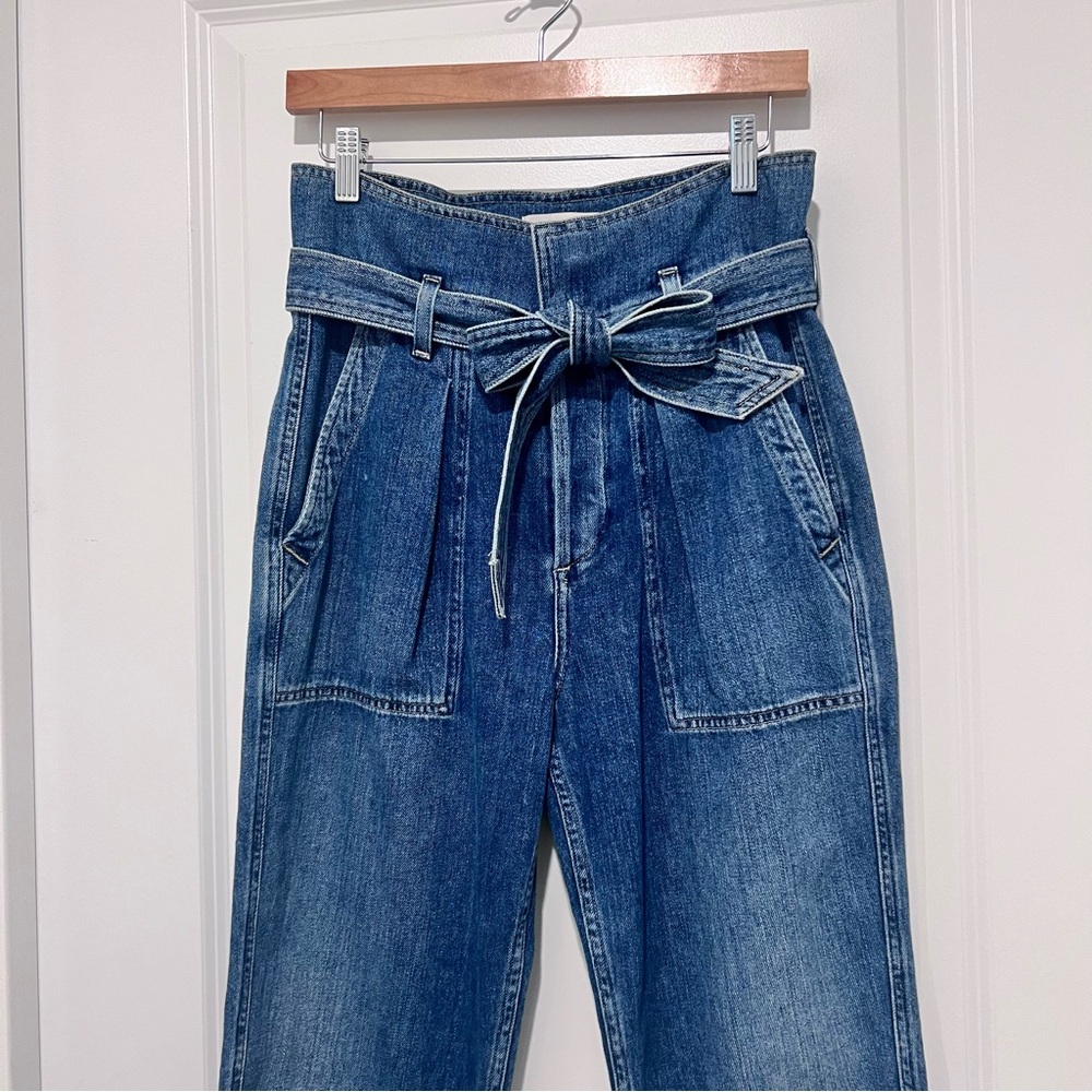 Citizens of Humanity Noelle Ultra High-Rise Belted Cargo Jeans Sz 26 Medium Wash - Picture 3 of 13